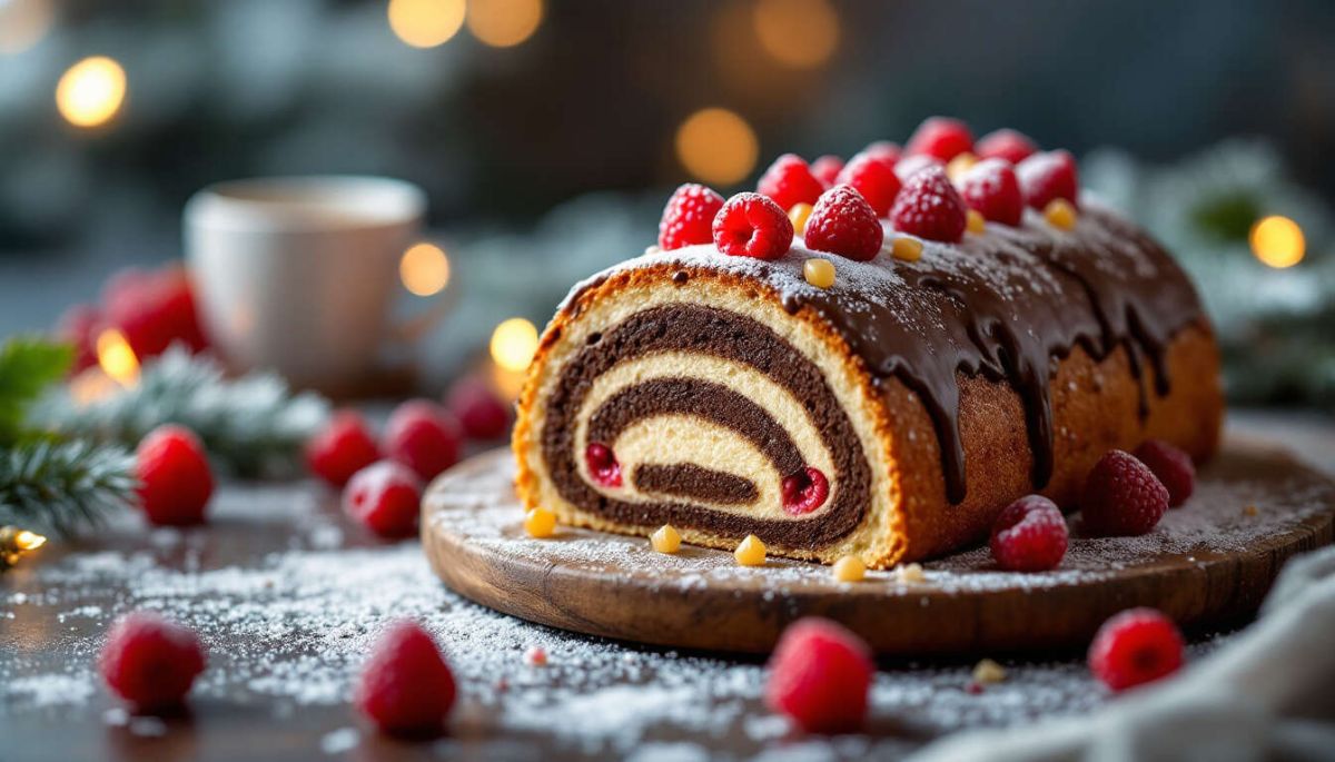 Bûche de Noël gourmande au Nutella et aux framboises : une délicieuse recette à essayer