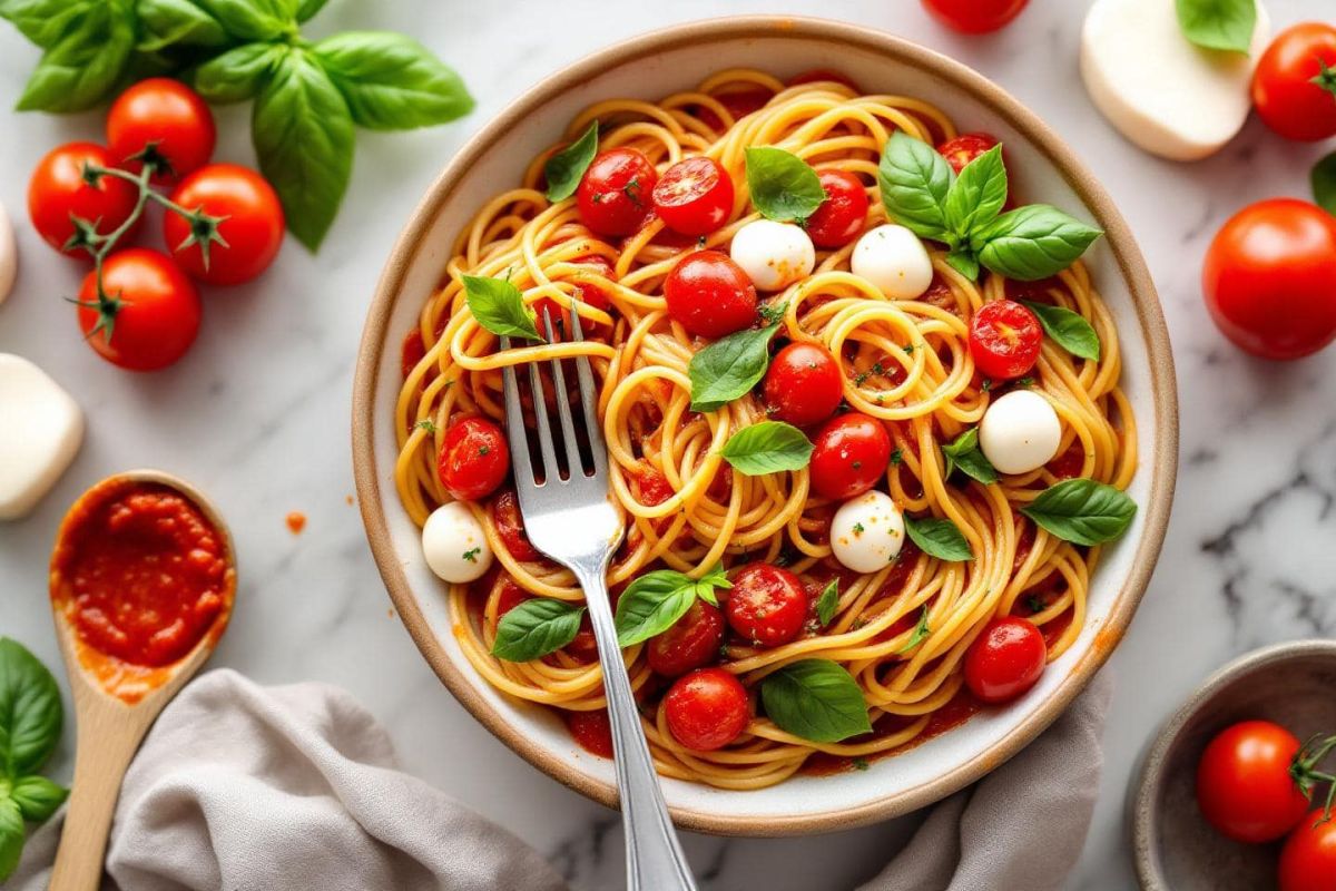 Savourez l'Italie avec ce one-pot pasta express à la tomate et mozzarella
