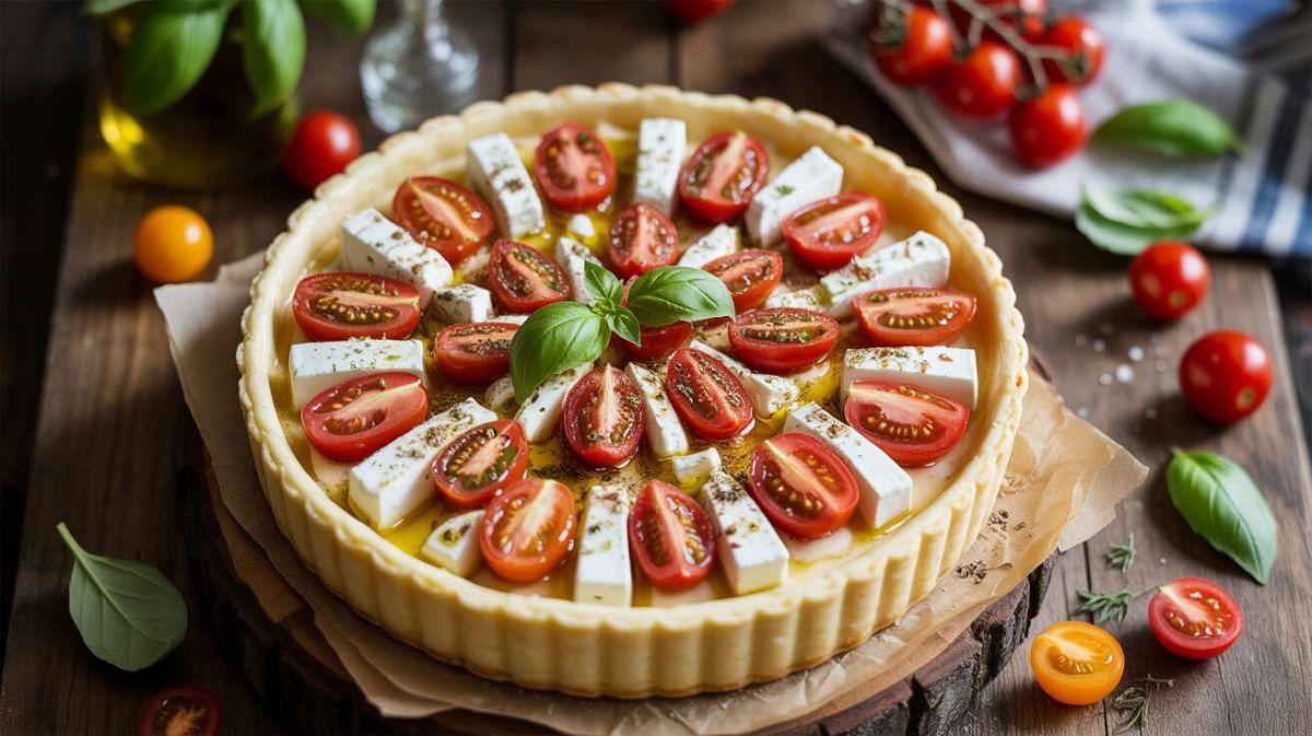 Savourez l'été avec une tarte au fromage et tomates cerises