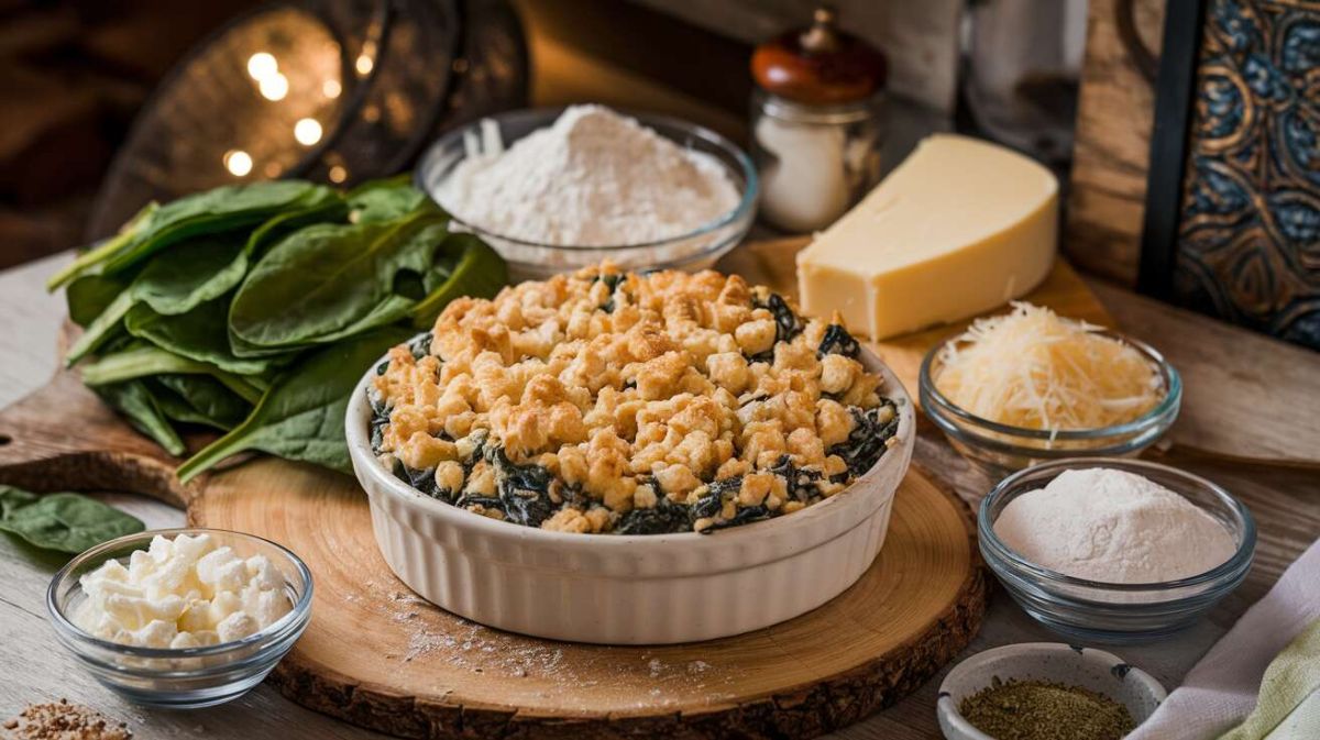 Un crumble épinards et fromage frais à savourer sans tarder