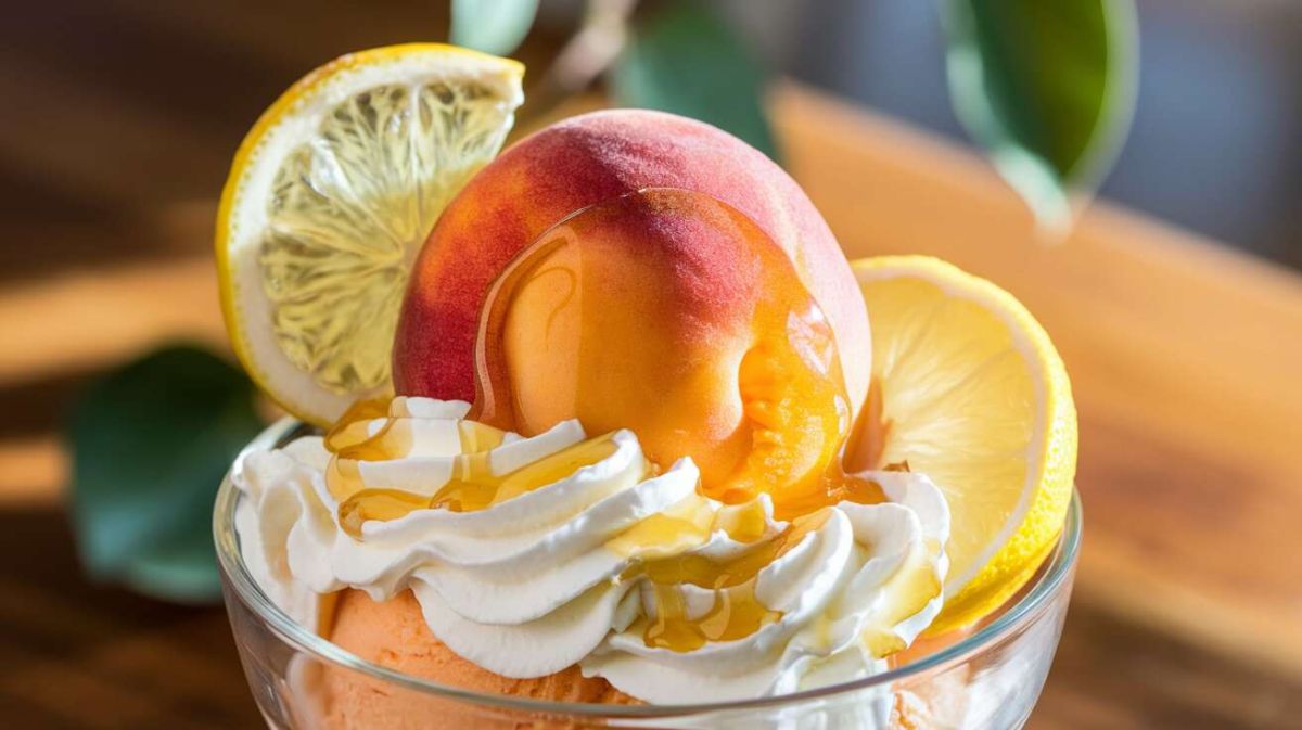 Découvrez la glace légère à la pêche, sans sorbetière