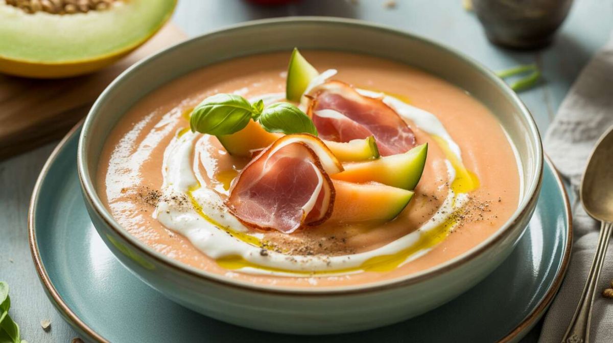 Un été sous le signe de la fraîcheur avec la soupe de melon et jambon de Parme