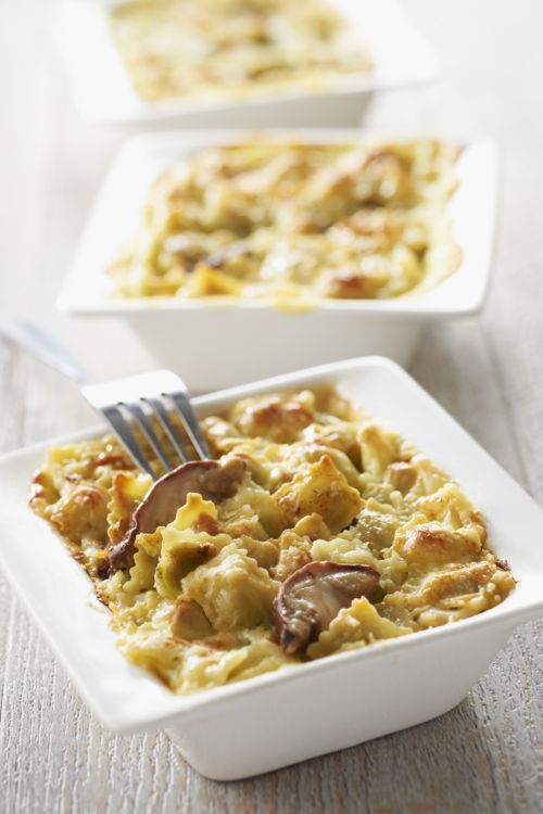Gratin de ravioles aux cèpes