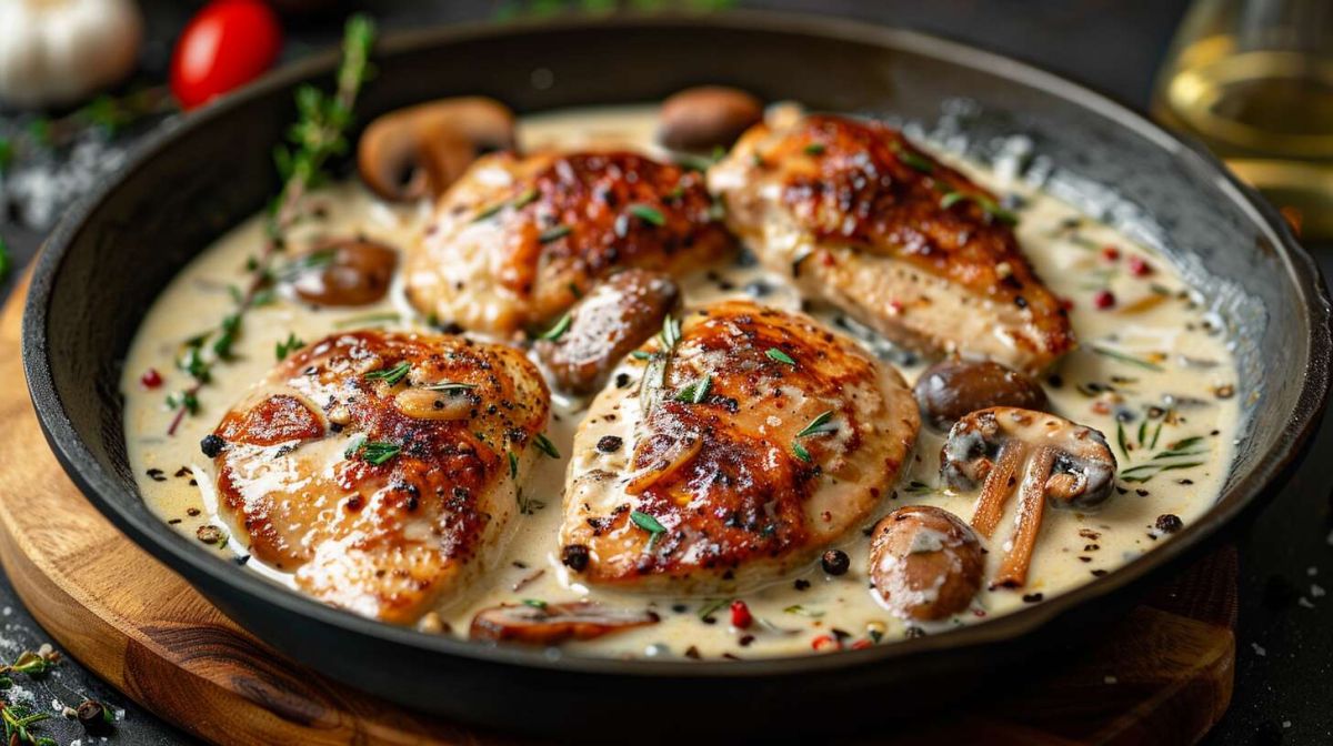 Une recette réconfortante de poulet à la crème et champignons